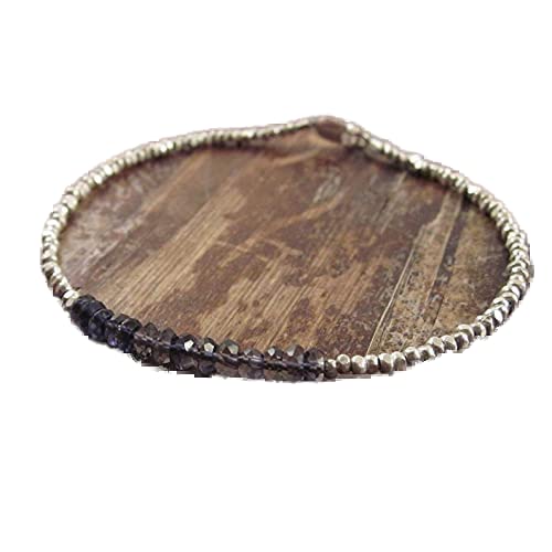 Bracelet de iolite 3mm de qualité gemme facettée avec fermoir plaqué argent de 7 pouces