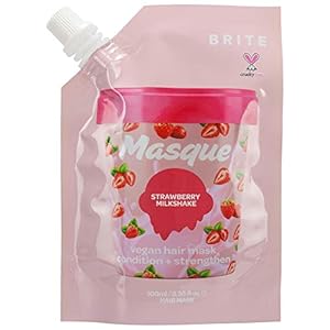 Brite Icecream Hair Masque, Strawberry Milkshake - Nourishing Vitamin E & Hydrating Fatty Acids to Condition, Protect, Repair & Strengthen Hair - Vegan & Cruelty-Free (100ml)