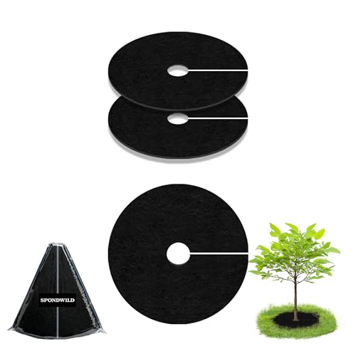SPONDWILD 32.3 Inch 2 Pack Non-Woven Tree Mulch Ring for Weed Controlling