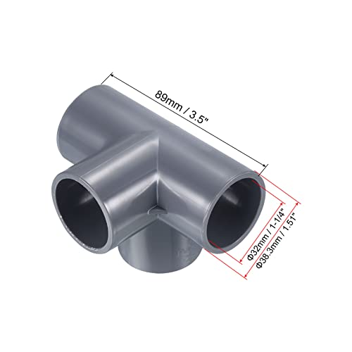 PATIKIL 1 1/4" 4 Way Elbow Pipe Fittings UPVC, 4 Pack Joint Coupling Pipe Adapter for Pipe Connection Gray - Image 2