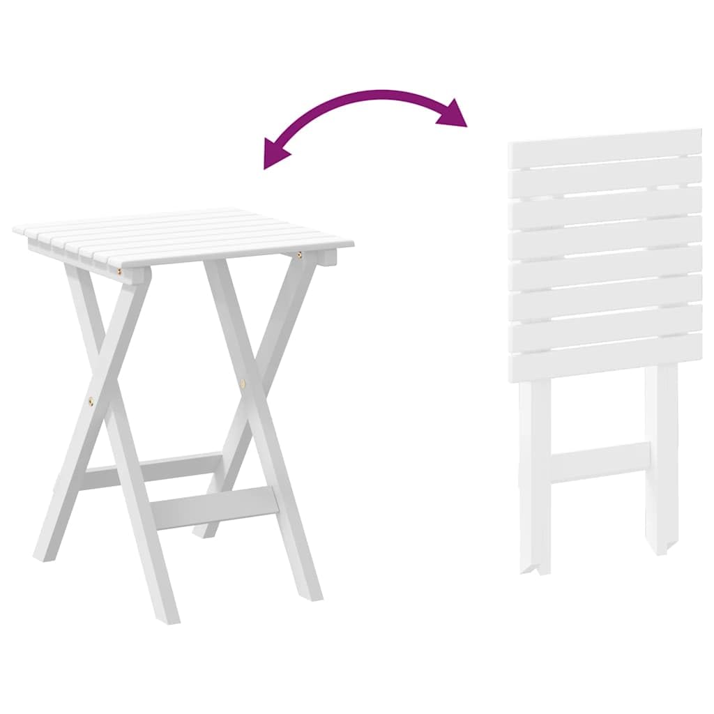 Tavolino pieghevole in legno massiccio di pioppo, bianco, per giardino, terrazza, balcone e interni, resistente alle intemperie, salvaspazio, stabile, facile da pulire, versatile, ideale per