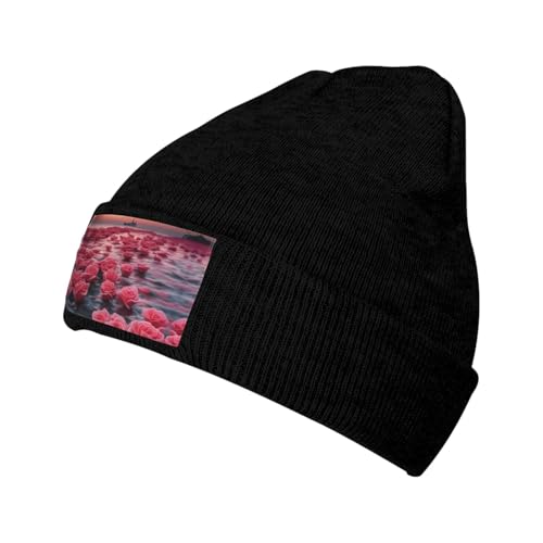 Roses by The sea Winter Stretch Loose Knitted hat, Men's Velvet Patch Beanie hat, Unisex Outdoor Sports Travel Fashion Warm ski hat Roses by The sea Winter Stretch Loose Knitted hat, Men's Velvet Patch Beanie hat, Unisex Outdoor Sports Travel Fashion Warm ski hat