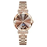 Mesuaeso watches Orologi da polso da donna alla moda in acciaio inossidabile con bracciale, impermeabili, con diamanti, cassa da 31 mm orologio(Bruin)