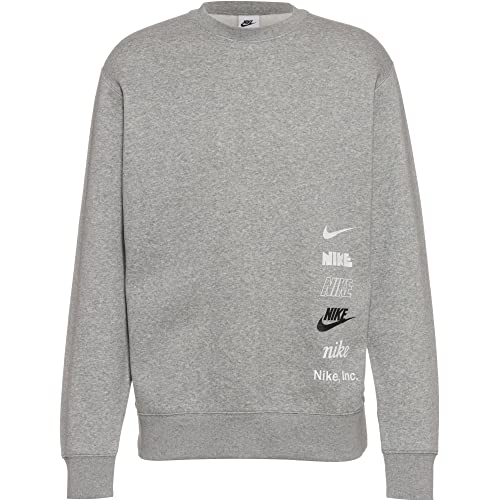 NIKE Club Fleece Plus Small Logo Sweatshirt - Dark Grey Heather (M, Grey)