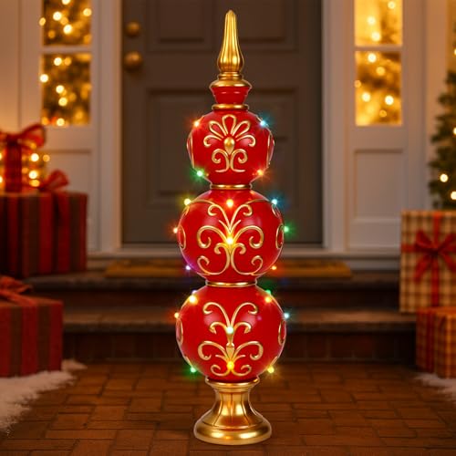 DoubleFill 3 ft Prelit Christmas Finial Statue with LED Lights