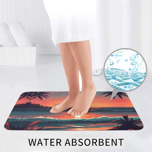 Tapis de salle de bain antidérapants lot de 3 avec motif coucher de soleil et contour WC