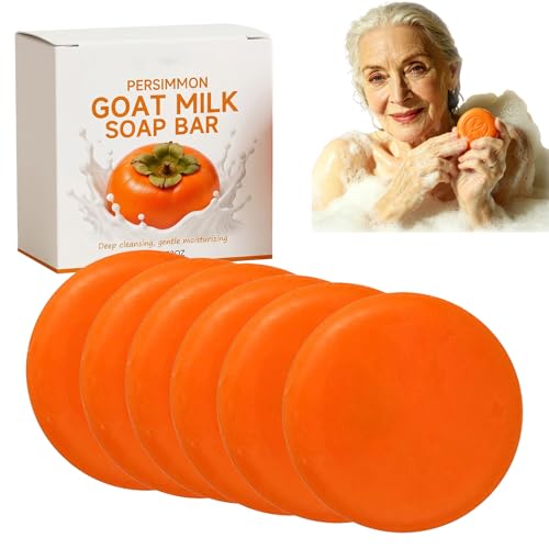 Jabón redondo de caqui para eliminar el mal olor corporal y el olor de las personas mayores, jabón desodorante en barra para el baño que elimina el mal olor y limpia profundamente (6PCS)