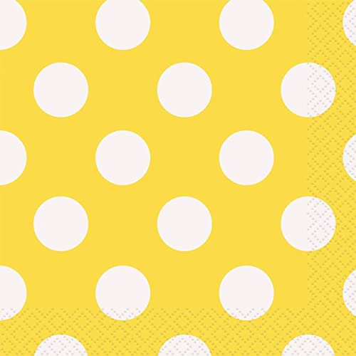 Yellow Polka Dot Beverage Napkins, 16ct