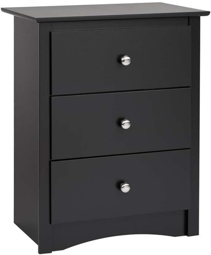 Atlin Designs 3-Drawer Laminated Wood Nightstand, 29" H x 23" W x 16" D, Rich Espresso Finish, Durable Pine Wood Drawer Sides, Metal Knobs, Modern Bedroom Furniture for Storage and Organization