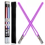 LIGHTSABER CHOPSTICKS LIGHT UP STAR WARS LED Glowing Light Saber Chop Sticks REUSABLE Sushi Lightup Sabers - Removable Handle Dishwasher Safe - Premium GIFT BOX and CARRY POUCH Included-Purple-1 Pair