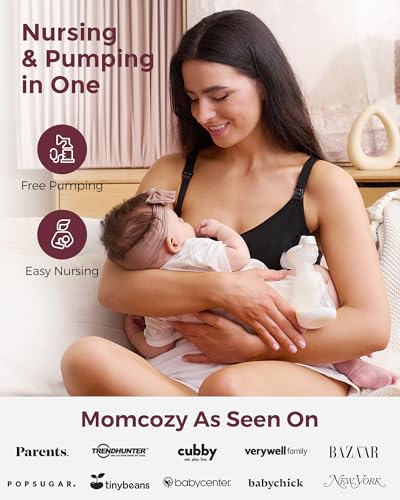 Momcozy Pumping Bra Hands Free, Breast Pump Bra with Widened Band, Pumping Nursing Bra in One, Adjustable Straps4