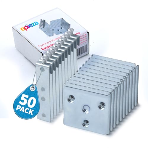 Lot de 50 crochets pour têtes de lit, meubles de cuisine, placards (comprend un bâtonnet de suspension et une plaque de support), ferrures de suspension pour meubles de cuisine.