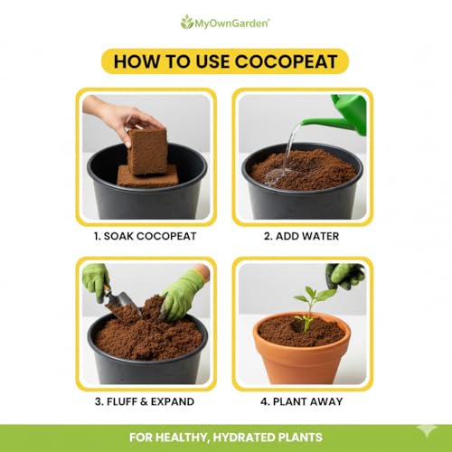 Image of MyOwnGarden? Cocopeat 5kg Block - Expand Upto 75 litres of Cocopeat for Plants - Improves Root Aeration, Prevents Soil Compaction & Boosts Plant Health - Perfect for Cutting Propagation, Seed Started