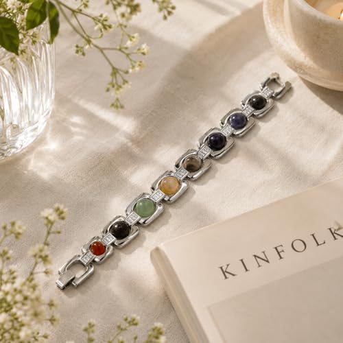 Image of eCraftIndia Crystal Energy Bracelet for Men & Women | 7 Chakra Healing Bracelet | Pyrite Dhanlabh Money Magnet Triple Protection Stone.