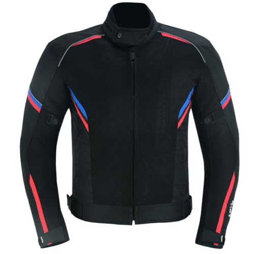Chaqueta de Verano para Moto de Hombre, Tricapa Perforada y Transpirable (FR/ES, Letras, 8XL, Regular, Regular, Negro)