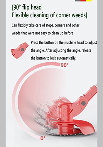 Accu-Grastrimmer Met Accu, Draagbare Grasmaaier, 21 V, Telescoopsteel, Elektrisch, Bosmaaier Voor Grasmaaien, Gazononderhoud, Opritten En Tuin (Rood) 650W,36V - Afbeelding 7