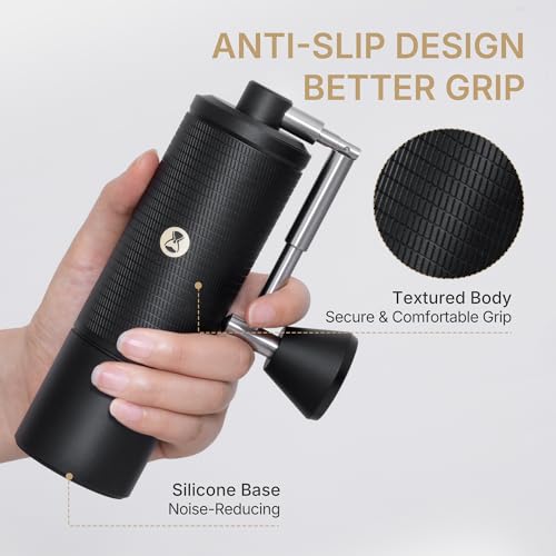 Timemore C5 PRO Manual Coffee Grinder - 42mm Stainless Steel Burr, 48 Adjustable Settings, Hand Coffee Grinder with Fordable Handle, All Metal, Portable for Home, Office & Outdoor, 30g Capacity, Black - Image 3