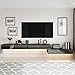 MOUMON Floating TV Console Media Console with High Gloss Drawers & Lights, Modern Wall Mounted TV Stand for Living Room Black (63”+31.5”W x 11.2”D x 5.9”H)