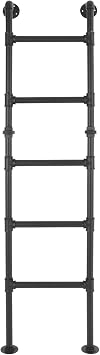 170cm/70in Basement Window Well Egress Ladder, Easy Install, Durable & Safe Black Carbon Steel Attic Bunk Bed Ladder, 5-Step Wall/Floor-Mounted Ladder, Loads 441lbs
