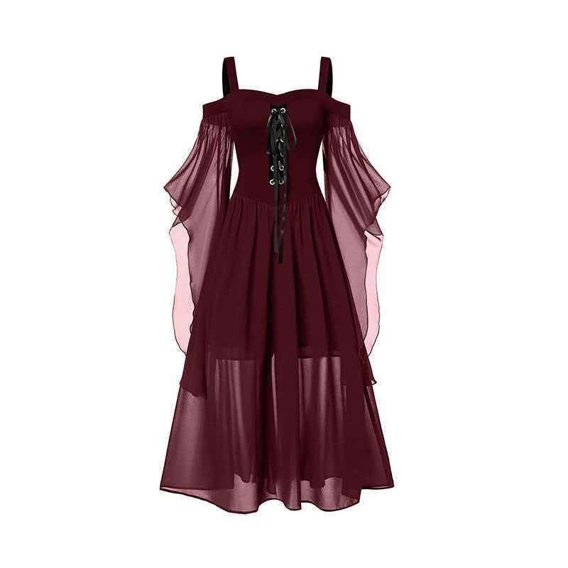 Halloween Costumes Women Adult Dresses Gothic Skeleton Party Vintage Dress — image 1