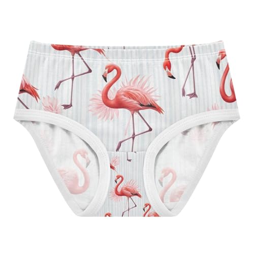 Toddler Panties, Flamingos White Stripes Cotton Underwear for Girls, 2–8 Years