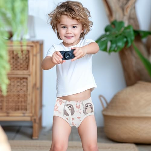 Wusikd Cartoon Sloth Boys' Underwear Cotton Pink Boys Briefs Soft Toddler Underwear 2T 6