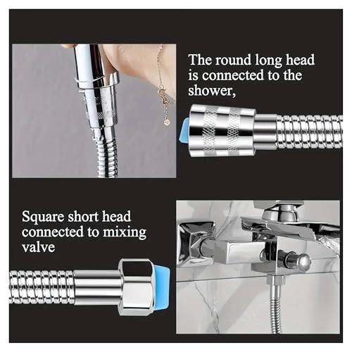 Manguera de ducha de acero inoxidable de 200 cm flexo para baño extendido plata 4