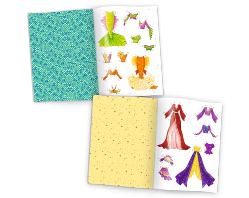 Anziehpuppen zum Ausschneiden Anziehpuppe aus Papier Papierpuppen-Spielbuch (4 Puppen/Meerjungfrauen) mit Kleidungsstücken zum Anziehen