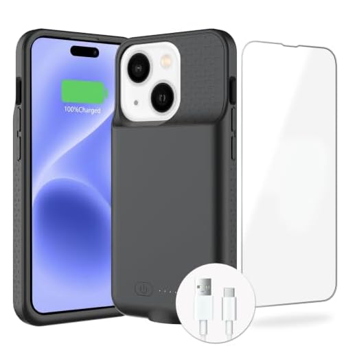 BOPPS Battery Case for iPhone 15/15 Pro, [2026 Upgraded] Slim 8500mAh Portable Protective Chargier Case with Carplay Compatible for iPhone 15，15 Pro Charging Case，Black