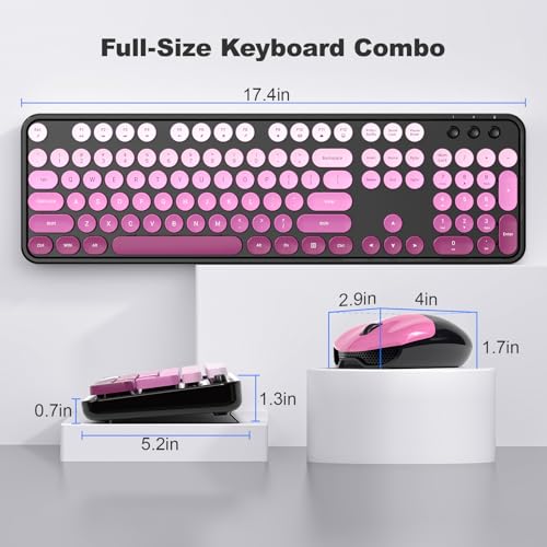 Dilter Wireless Keyboard Mouse Combo, Typewriter Full Size Keyboard with Number Pad and 2 in 1 USB Connected Mouse for Windows 7/8/10, Laptop, Desktop, PC, Computer (Black & Pink) by Dilter - Image 7