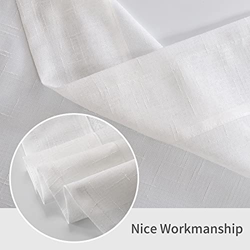 Miulee Linen Textured Sheer Curtain Valance Farmhouse Solid Semitransparent Elegant Rod Pocket Rustic Drapes For Kitchen Small Window 1 Panel 60 W X 18 L, White #TOP5