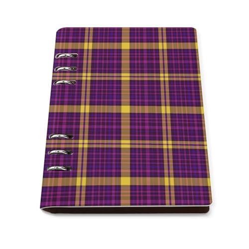Carnet de voyage ligné A5 rigide violet jaune pour écriture travail et école