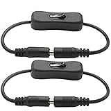 SoundOriginal 2pcs LED Strip Light Inline On/Off Switch Cable DC Jack 5.5x2.1mm Male to Female Connector, DC Jack Switch, LED Tape Light Connector, 12V Inline Rocker Switch DC Power Adapter Connector