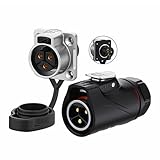 PLG20 IP68 Industrial Waterproof Connector 3Pin 30A Screw Locking M20 Quick Connect Circular Aviation Connectors Flange Socket with 4-Hole Panel