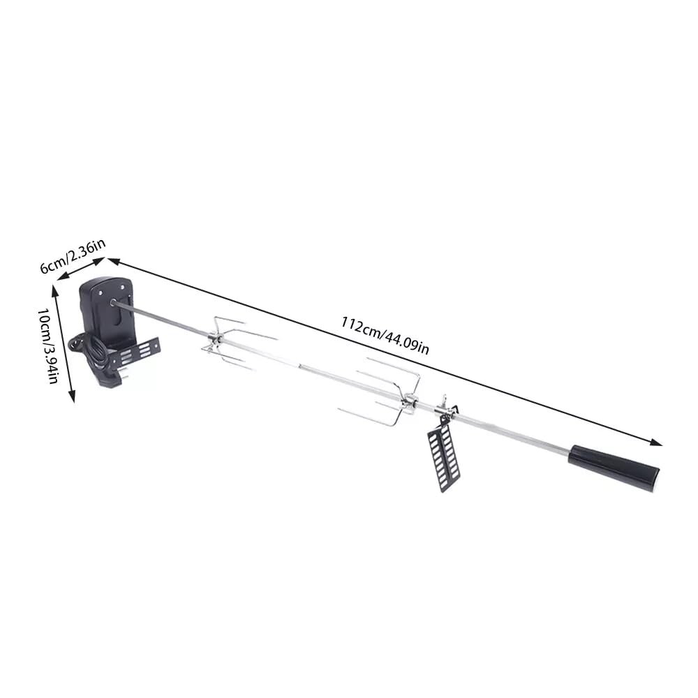 Parrilla de gas giratoria, barbacoa de jardín de 80 cm, pincho de barbacoa profesional con motor de acero inoxidable, 220 V – 240 V, escotilla universal eléctrica para asar pollo y pescado