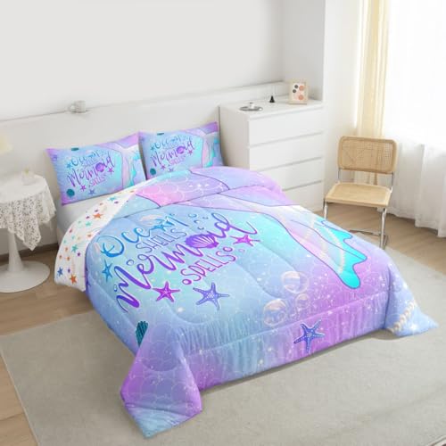 Image of Feelyou Mermaid Bedding Set Twin Size Bedding Set for Kids