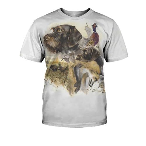 LIULINLIN Jungle Animal Dog Wolf Chicken Camiseta para Hombre con Estampado 3D Camiseta Informal Diaria de Manga Corta para Hombre Suelta