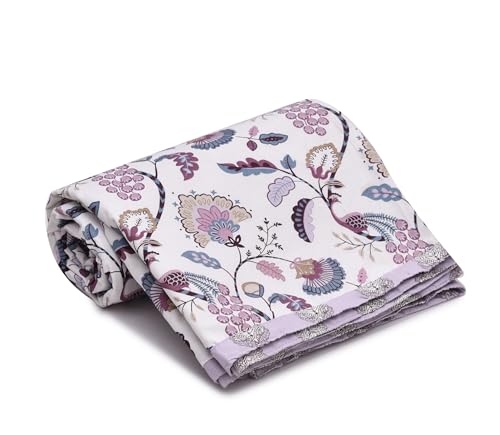 Image of Amazon Brand - Umi Cotton Comforter Dohar Blanket for Double Bed | 160 TC AC Blanket 84x96 | Three Layer Lightweight Soft Quilt | Elegant Floral Design