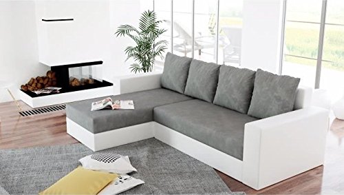 Tendencio Canapé d'angle réversible et Convertible Arion Gris et Blanc