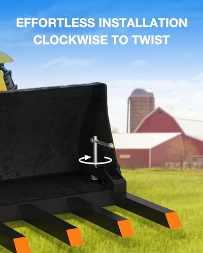 48" Bucket Clamp on Debris Forks,2500lbs Heavy Duty Pallet Forks,Clamp on Pallet Forks with 5 Tines,for Tractor Accessories,Loader Bucket,Skid Steer