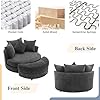 Accent 360 Swivel Barrel Chair with Storage Ottoman & 4 Pillows,Modern Oversize Round Swivel Leisure Arm Chair for Living Room Hotel Club Lounge Chair,Chenille Black Grey...