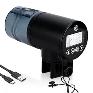 Lychee Aquarium Automatic Fish Feeder – Automatic Timed Fish Food Dispenser for Fish Tanks (Rechargeable) with LCD Display for Tank Ponds