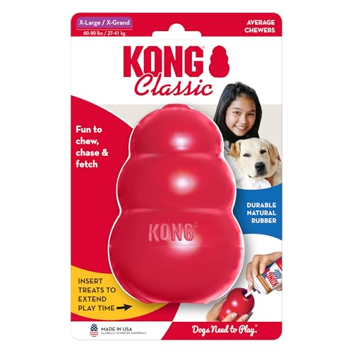 KONG Classic - Füllbares Hundespielzeug - Apportier- und Kauspielzeug für Hunde - Kann Mit Leckerlis Gefüllt Werden - Strapazierfähiges Naturkautschukmaterial - Für Extra-Große Hunde