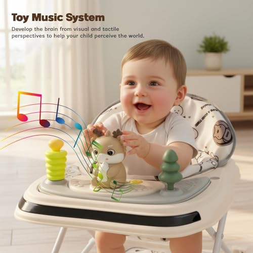 Image of Baybee Little Glide 2 in 1 Baby Walker & Rocker | Baby Walkers for 6-18 Month Baby Boy & Girl | Push Walker with Parent Handle, Foot Mat, 360 Wheels & Musical Toy Tray (Beige)