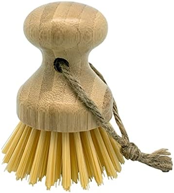 Culinary Fresh Bamboo Vegetable Palm Brush, Round Palm Scrubber for Pots, Pans: 1 Pack