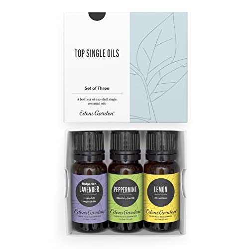 Edens Garden Top Essential Oils 3 Set – 100% Pure Therapeutic Grade, Undiluted Aromatherapy Scents: Lavender, Peppermint & Eucalyptus Oil for Diffusers & Home – Natural Wellness Gift, 10 ml/ 3 Pack