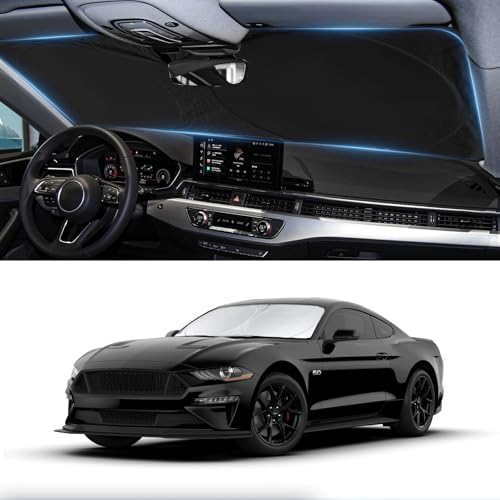 Sunshade for Mustang 2015-2025 2026 Ford Windshield Sun Shade (NOT for Ford Mustang Mach-E Accessories Foldable Front Window Shield Windshield Cover Sun Visor Protector Block UV Ray Heat Reflector