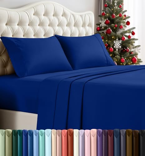 Utopia Bedding Queen Sheet Set – 4 Piece Bed Sheets for Queen Size Bed, Soft and Breathable Microfiber, Includes 1 Fitted Sheet, 1 Flat Sheet and 2 Pillowcases (Royal Blue)