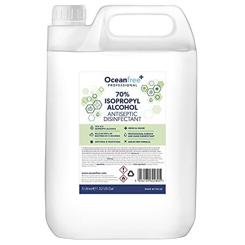IPA Disinfectant Rubbing Isopropyl Alcohol - 5L Litre - Kills 99% Bacteria Germs - Sanitiser Sanitizer (Single)