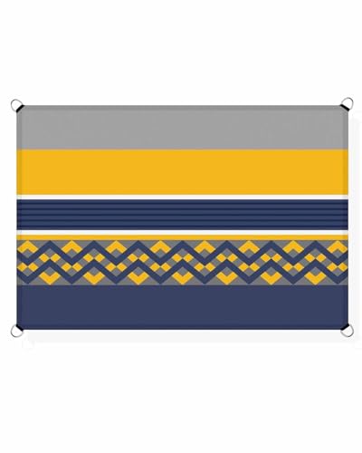 Boanket Sun Shade Sail 8' x 10', Gray Yellow Blue Geometric Rectangular Waterproof Outdoor Sun Shades, Modern Striped Abstract Art Shade Cloth for Patio Deck Terrace Garden Lawns Beach Backyard